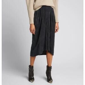 Isabel Marant Jupe Vinkao Linen Blend Corduroy Black Midi Skirt • Size 40/US 8